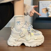 子春季 2026新款 学生休闲运动鞋 女童鞋 中大童女孩蝴蝶厚底老爹鞋 子