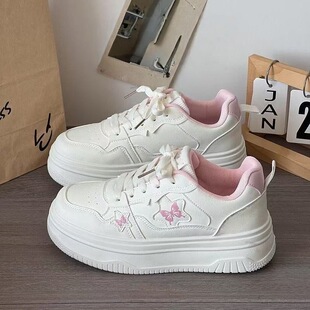 女童设计感星星蝴蝶小白鞋2026春季新款中大童女孩增高休闲板鞋潮