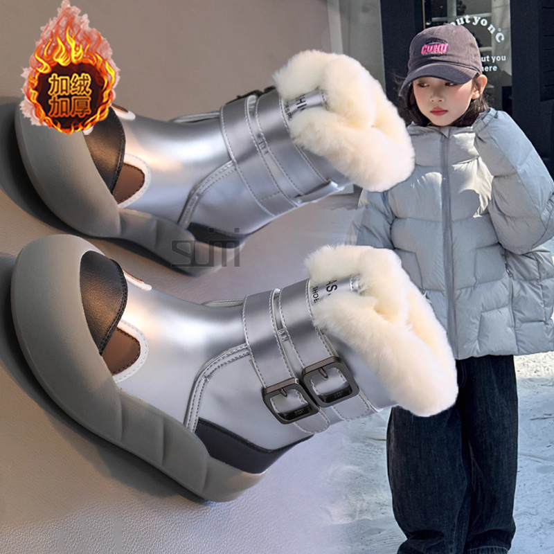 女童皮毛一体雪地靴保暖棉靴