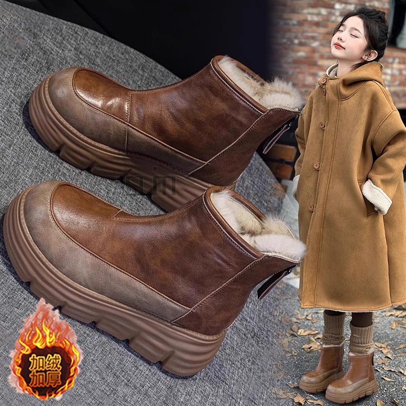 女童皮毛一体雪地靴2025冬季款