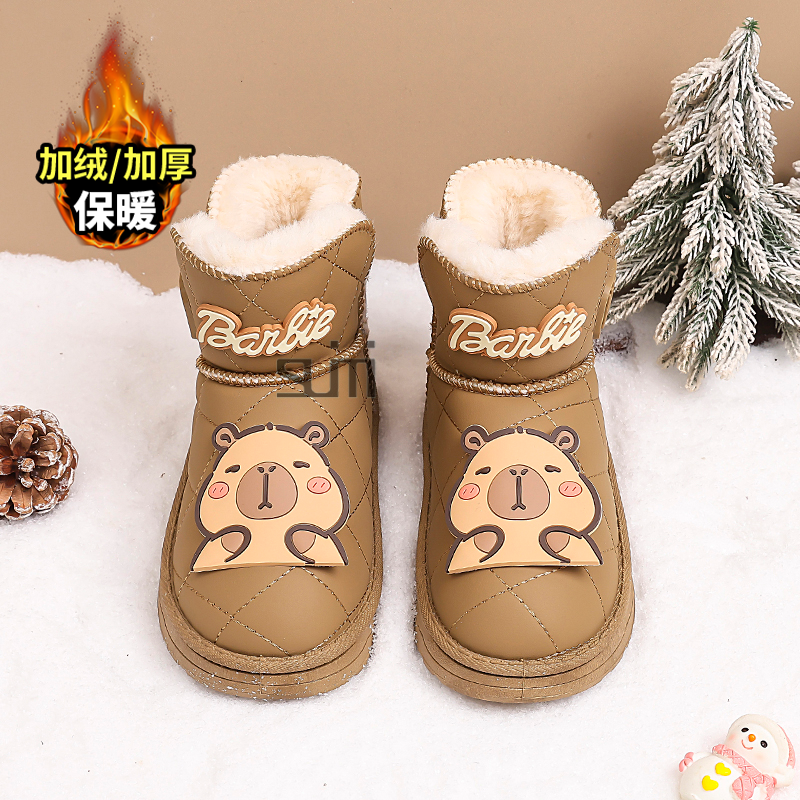 儿童雪地靴卡皮巴拉2025新款