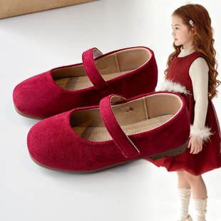 女童公主鞋子时尚儿童小皮鞋2026新款绒面软底玛丽珍女宝洋气单鞋