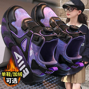 儿童运动鞋女童鞋子2026秋冬新款女孩篮球鞋中大童保暖旋转扣球鞋