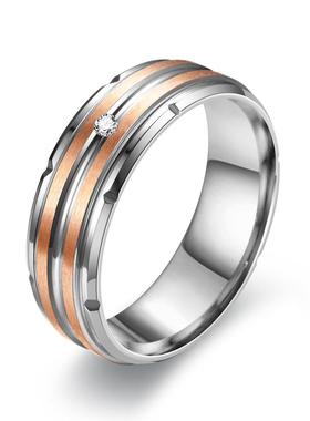 2023欧美时尚百搭钛钢男士戒指轻奢气质情侣镶钻戒指跨境爆款