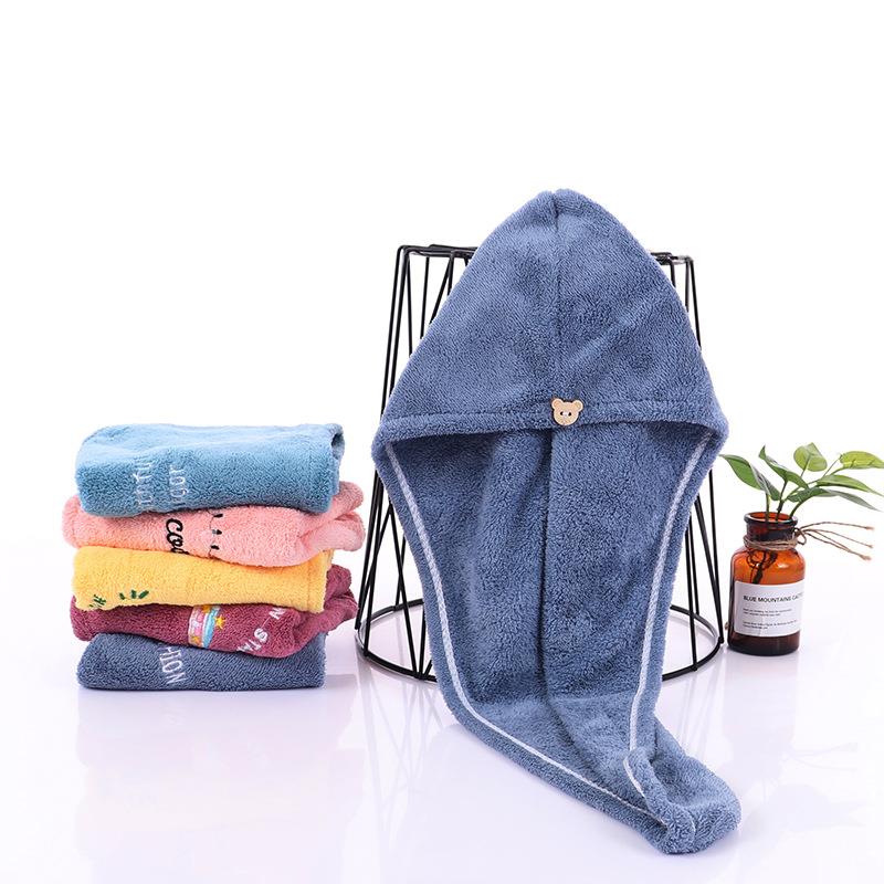 干发帽珊瑚绒刺绣吸水速干女包头高密度浴帽干发巾超细纤维