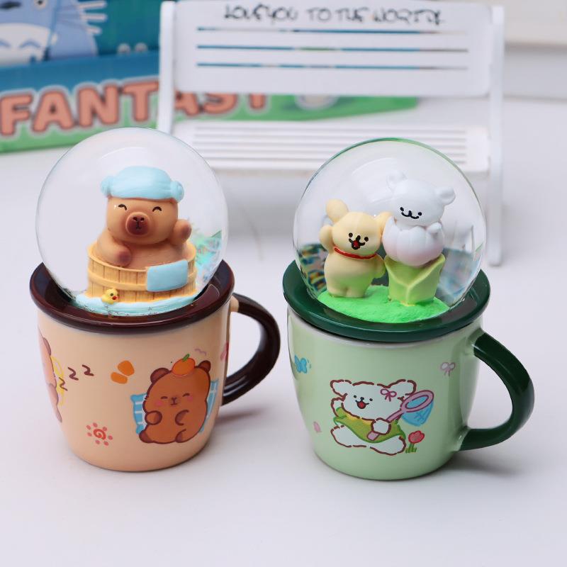 萌幻奇遇水晶杯盲盒可爱黄油小熊龙猫哆啦A梦陶瓷杯子送孩子礼物