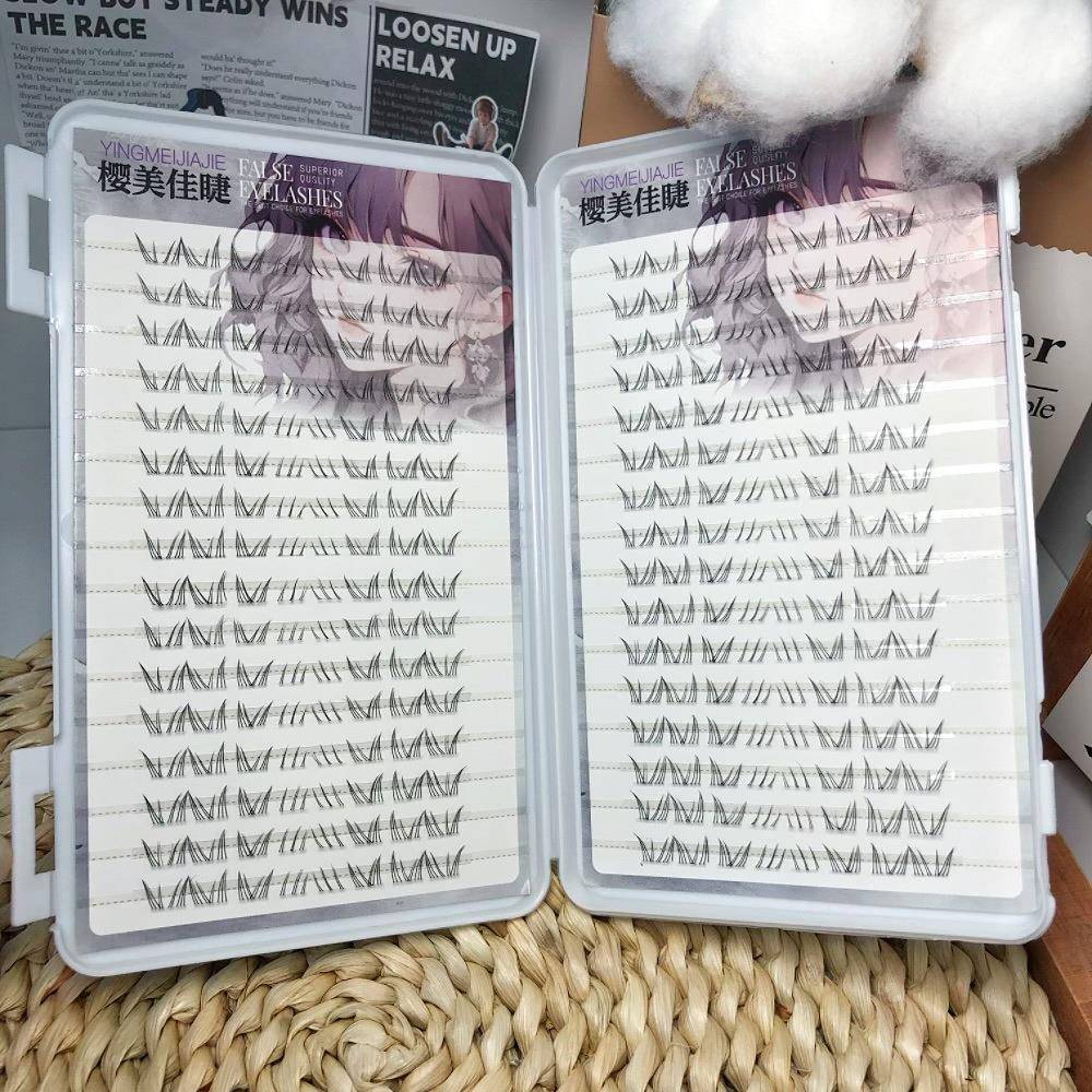 新款十二排自然款北极星下睫毛仿真懒人款单簇自嫁接假睫毛漫画款