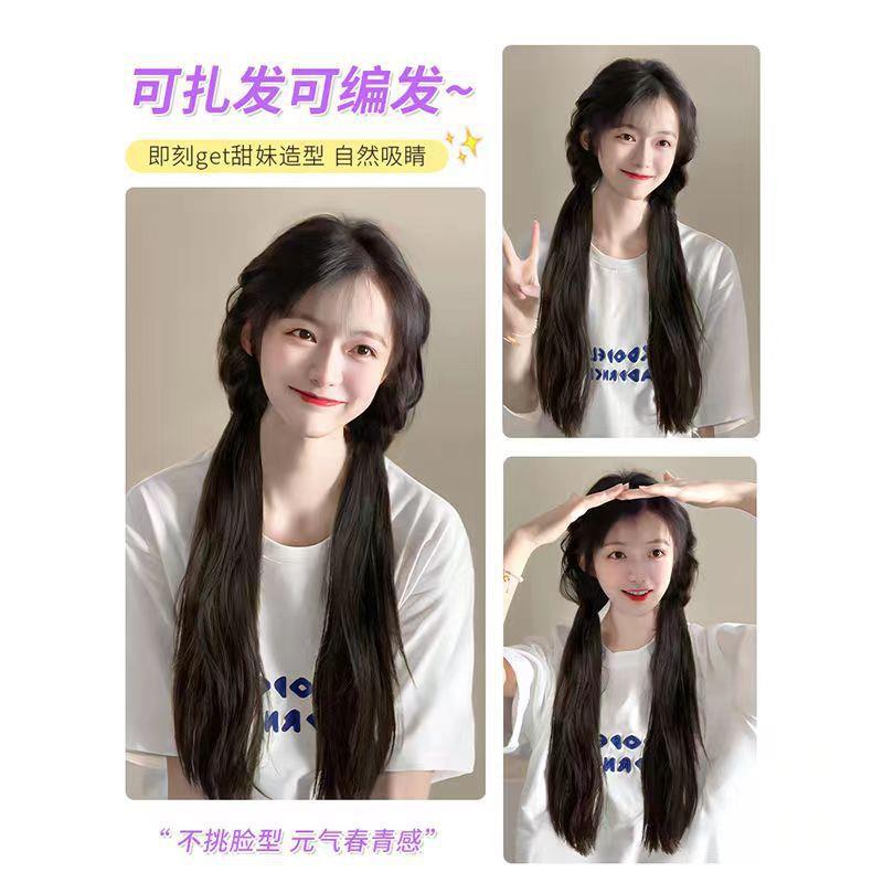 马尾假发辫子双马尾假发女长发仿真发麻花辫自然甜妹绑带式低马尾
