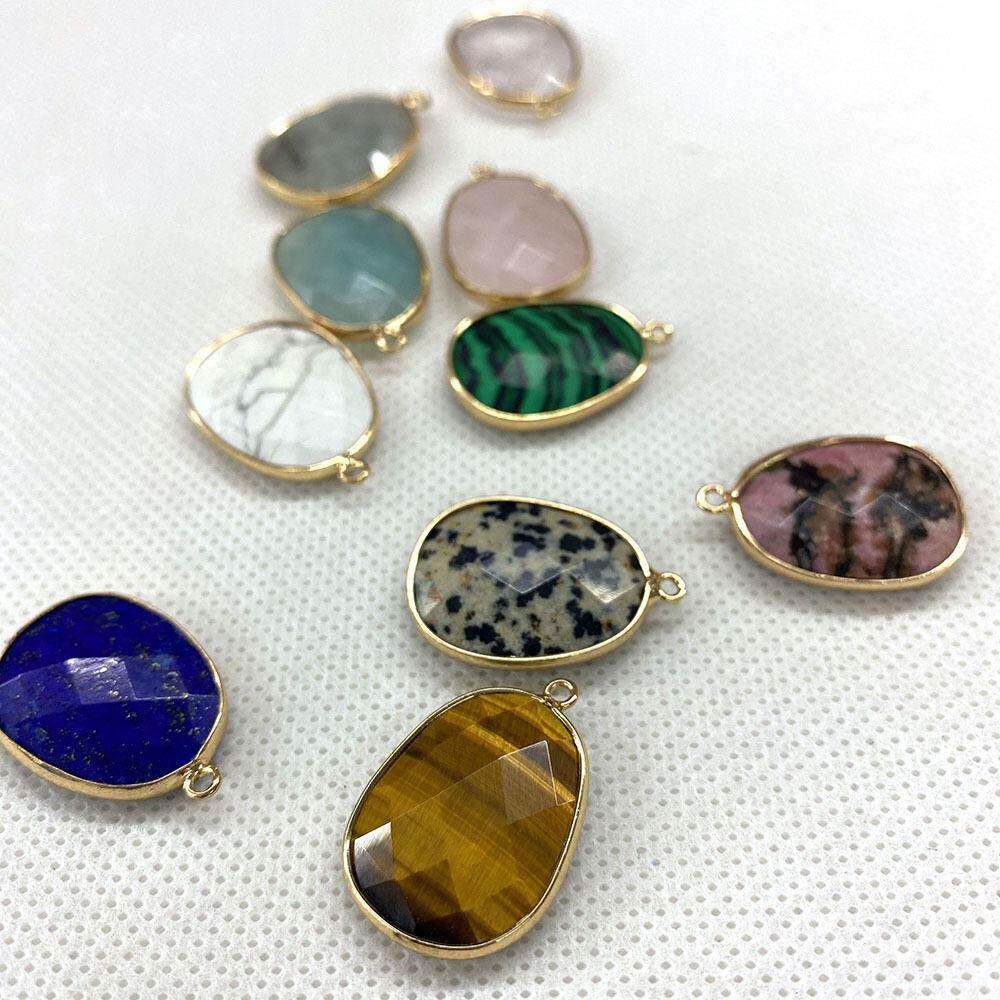 天然石切面黑线红纹坠子18x25mm旦形椭圆形孔吊坠DIY饰品配件