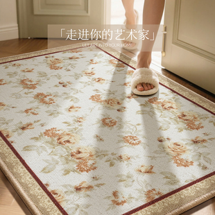 美式 复古高级感入户门地垫中古风防滑耐脏进门口半圆地毯玄关脚垫