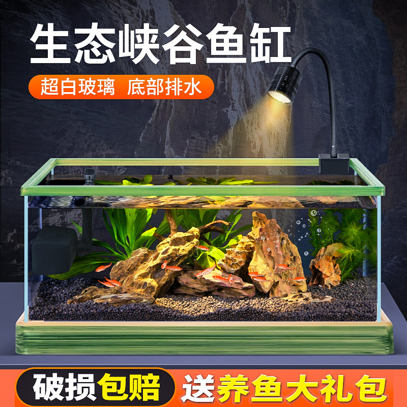 超白鱼缸溪流缸客厅小型新款生态水草缸玻璃缸家用桌面缸造景观赏