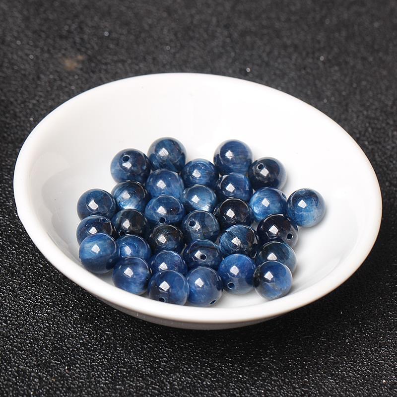 天然蓝晶石散珠子猫眼石圆珠水晶多宝手串男女diy串珠饰品