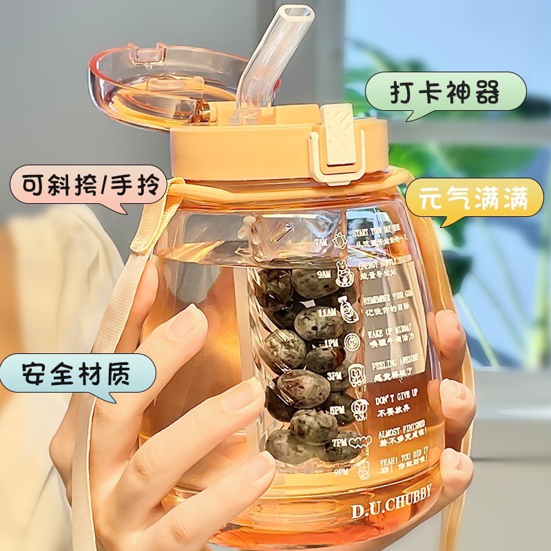 大肚吸管杯女生高颜值水杯大容量耐高温夏季新款网红便携杯子茶隔