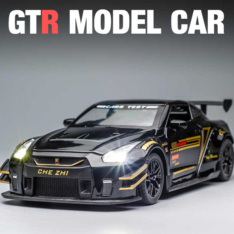 日本gtr跑车合金模型车1/24仿真摆件儿童男孩礼物金属汽车玩具车