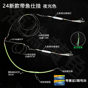 24新款带鱼仕挂钓组快闪诱鱼灯夜光带鱼串钩绿色红色双钩5件包邮