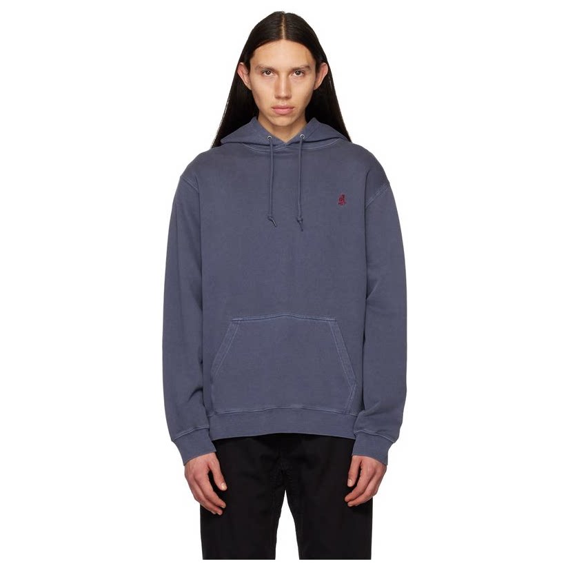 gramicci 小野人 海军蓝刺绣连帽卫衣男