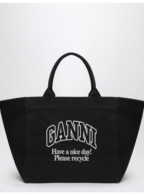 GANNI XXL 黑色帆布手提包女包包送女友腋下包耐用女夏