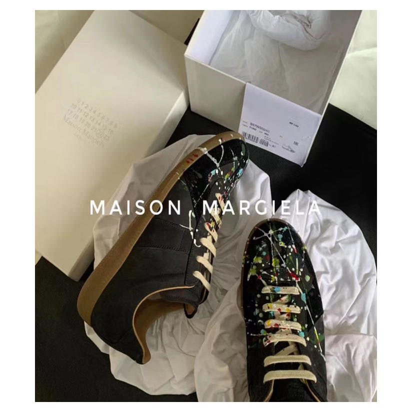 maison margiela 马丁·马吉拉  男款黑色泼墨德训鞋 s57ws0240