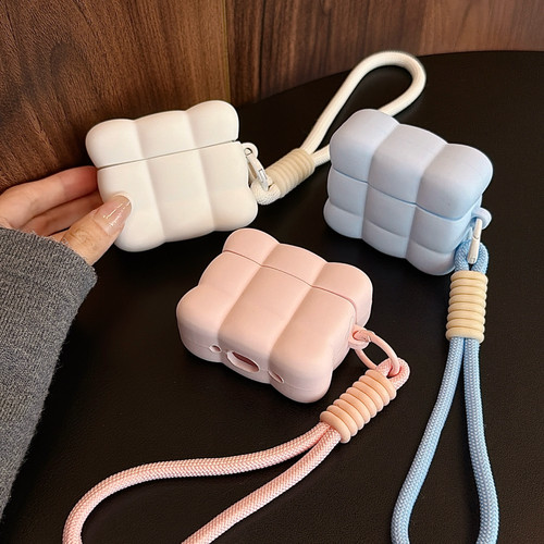 美牧 云朵泡芙方块airpodspro3保护套airpod4适用苹果pro2耳机壳二代无线蓝牙第三代3代airpodpro四代5盒硅胶