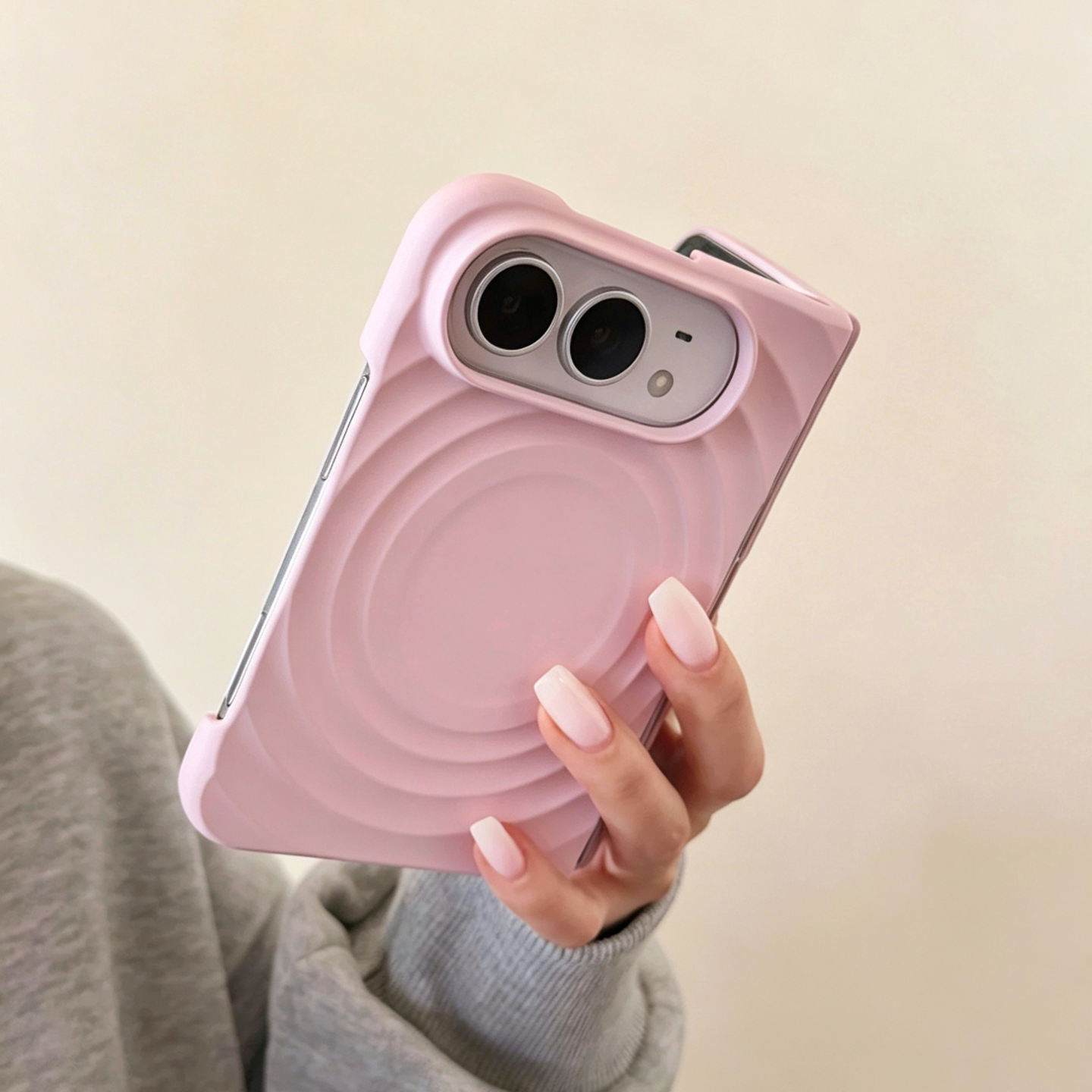 少女粉波漾肤感带前框适用苹果iphone18Duo折叠壳iphone新款Ultra折叠手机壳iphone磁吸18duo液态硅胶手机套