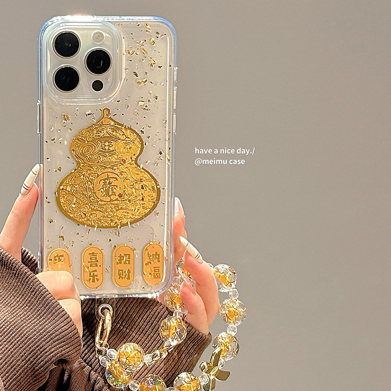 国潮滴胶金箔招财葫芦适用iPhone17promax手机壳苹果1