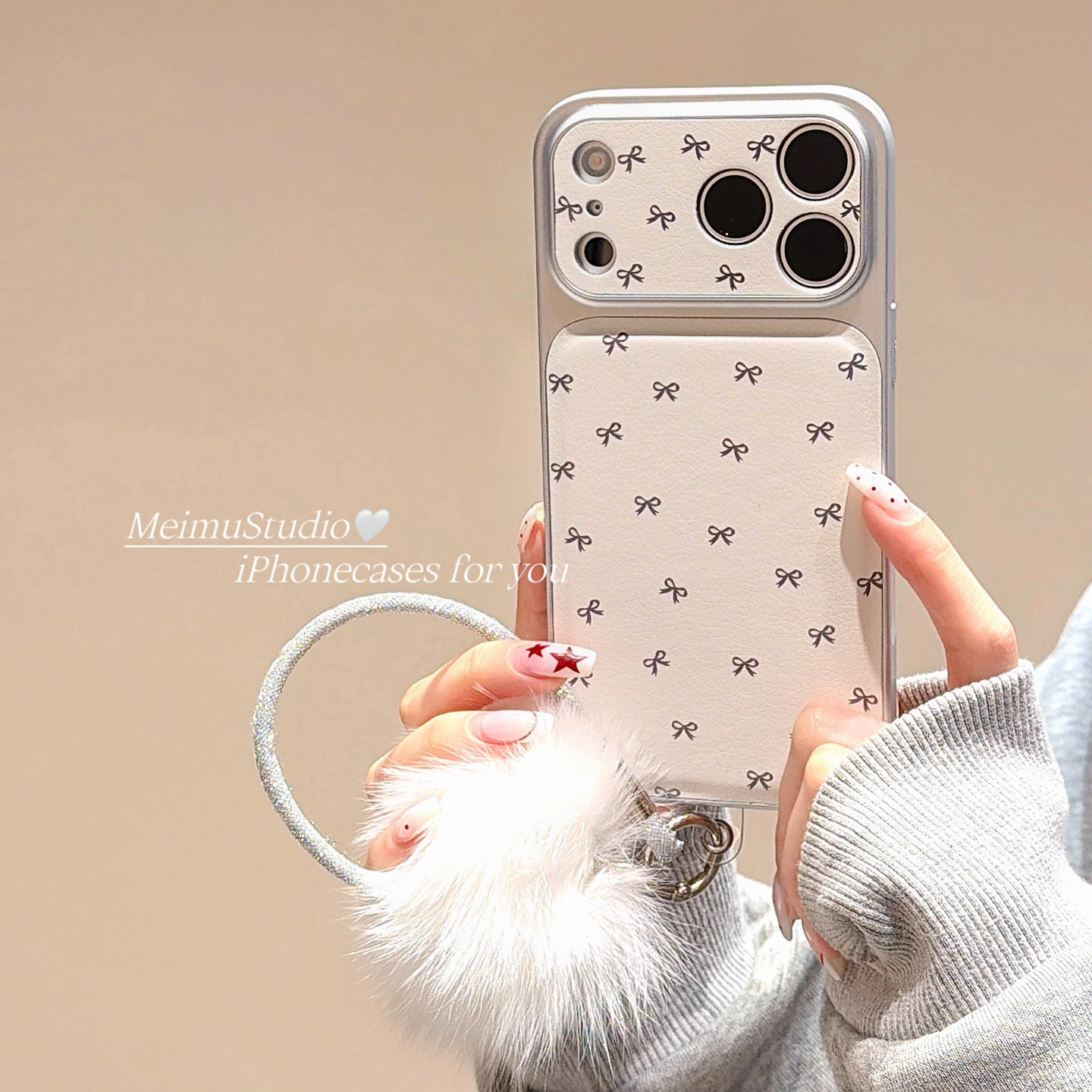 美牧韩系ins简约蝴蝶结适用iphone17pro手机壳苹果16