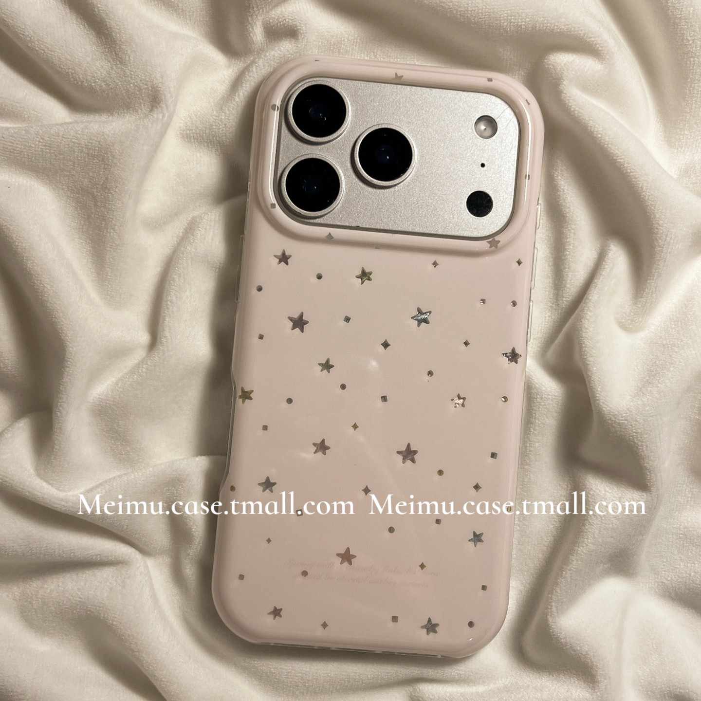美牧 韩系少女心粉色鎏金星星适用苹果18promax手机壳iphone17pro新款13女16pro超好看15pro全包14防摔手机套图片