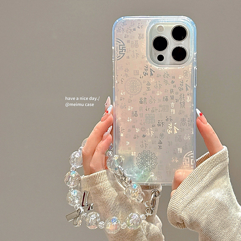 新中式国风镭射渐变百福图适用苹果17promax手机壳iPhon