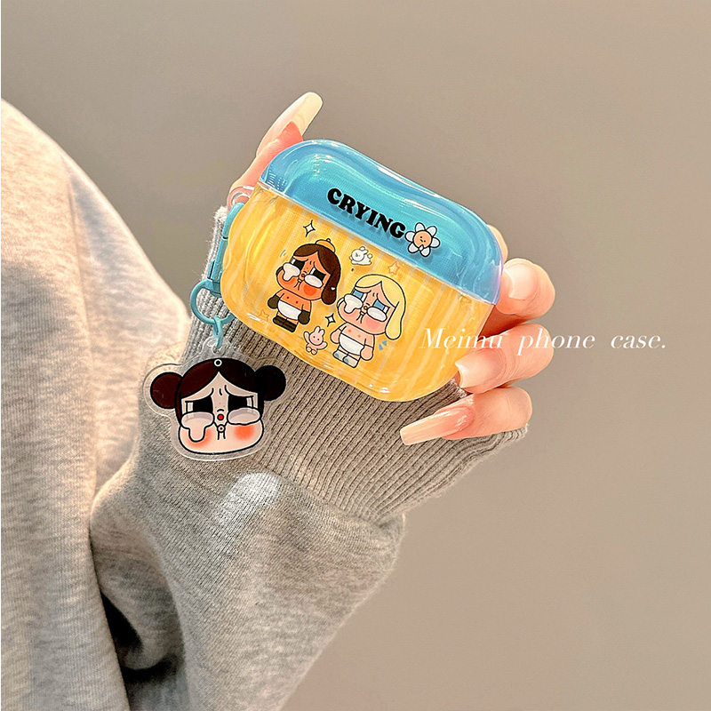 卡通可爱哭泣女孩适用苹果耳机壳