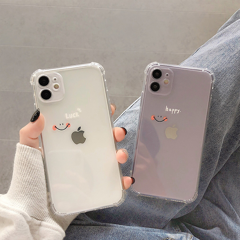 美牧 简约字母笑脸12/11Pro/Max/mini苹果X/XS/XR手机壳iPhone7/SE女8plus硅胶防摔全包摄像头保护套透明软壳