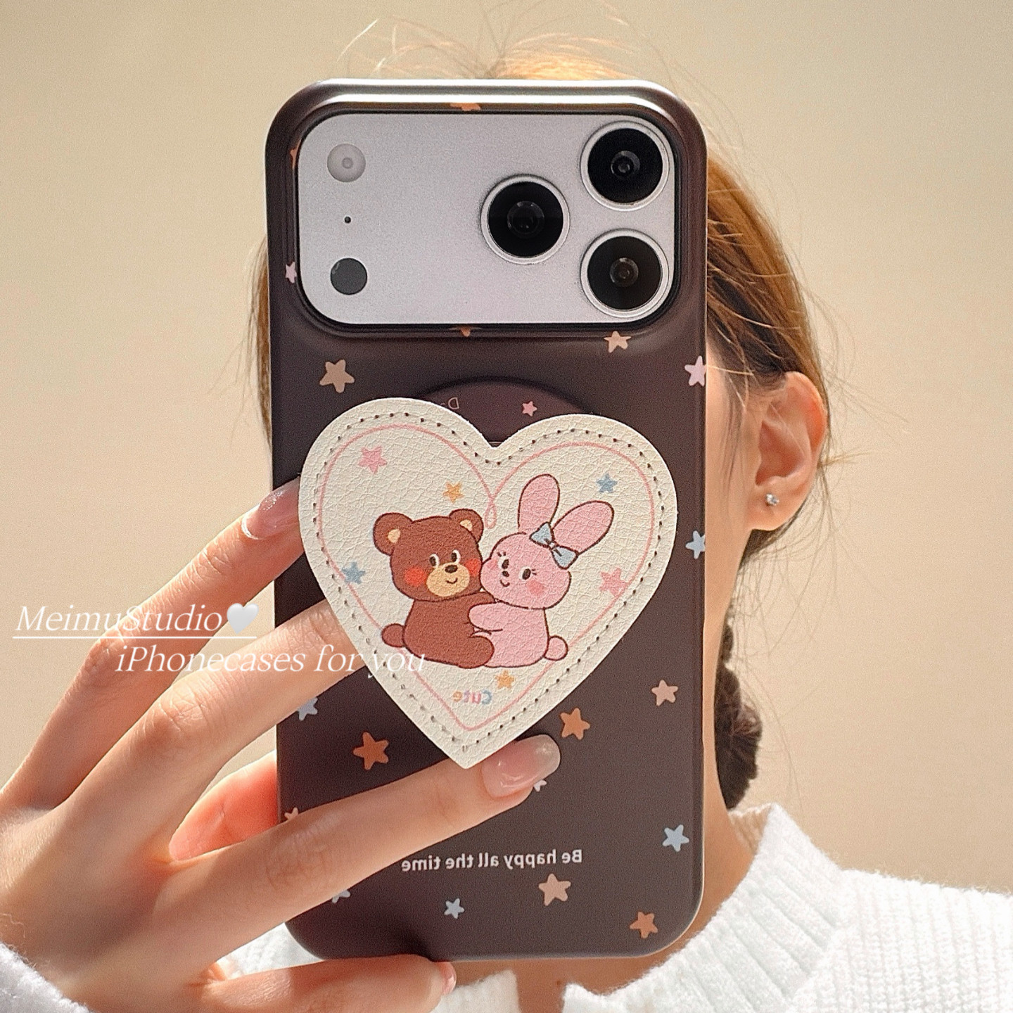 美牧复古棕色星星小熊兔子支架适用苹果17promax手机壳iphone16pro新款15pm菲林磁吸17女15pro可爱16pm半包硬,3C数码配件,手机保护套/壳,淘宝优惠券,粉丝福利购,淘宝优惠卷