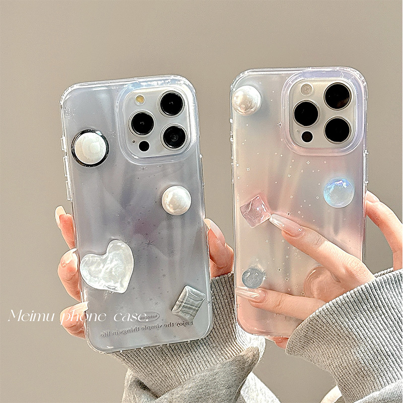 高级感镭射晕染立体爱心宝石适用苹果16promax手机壳iPhone15pro新款14韩系13创意14pm女15双层16pro全包硬壳