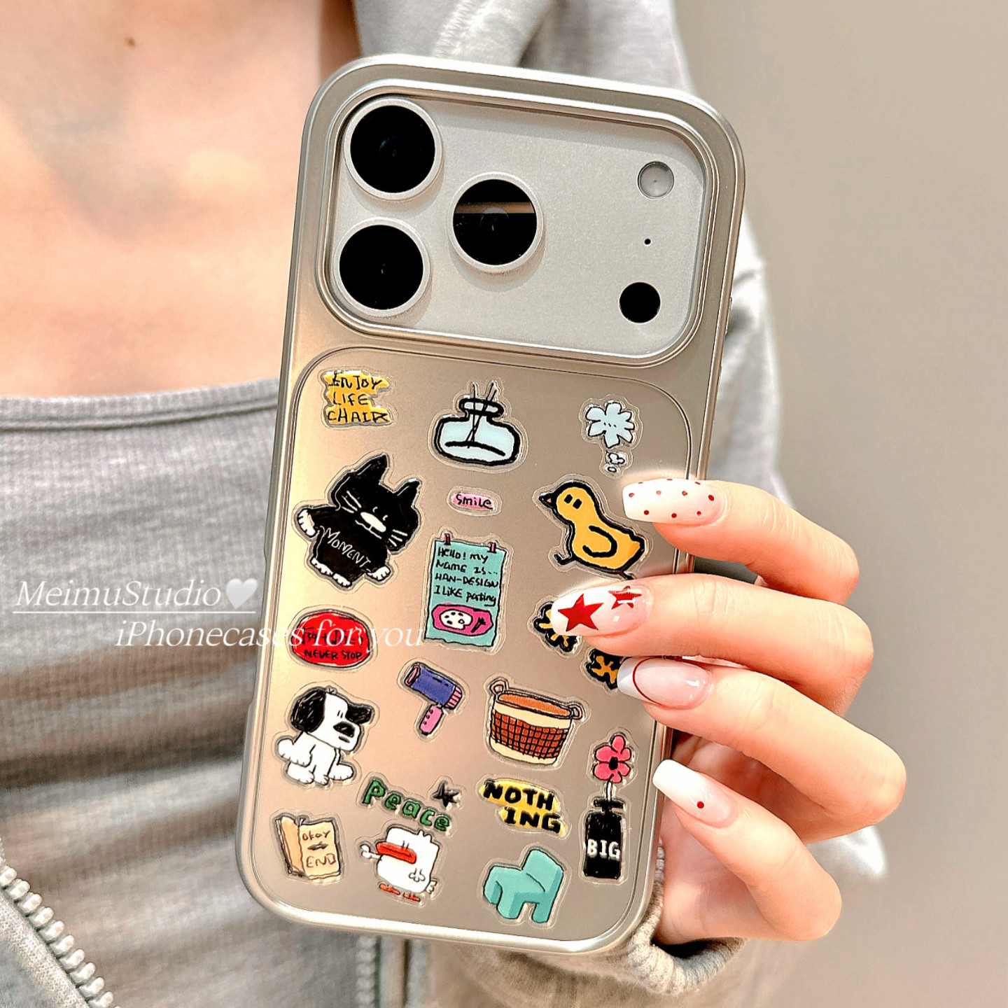 趣味卡通DIY贴纸适用苹果手机壳