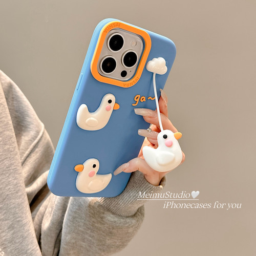 趣味搞怪立体鸭子适用苹果手机壳