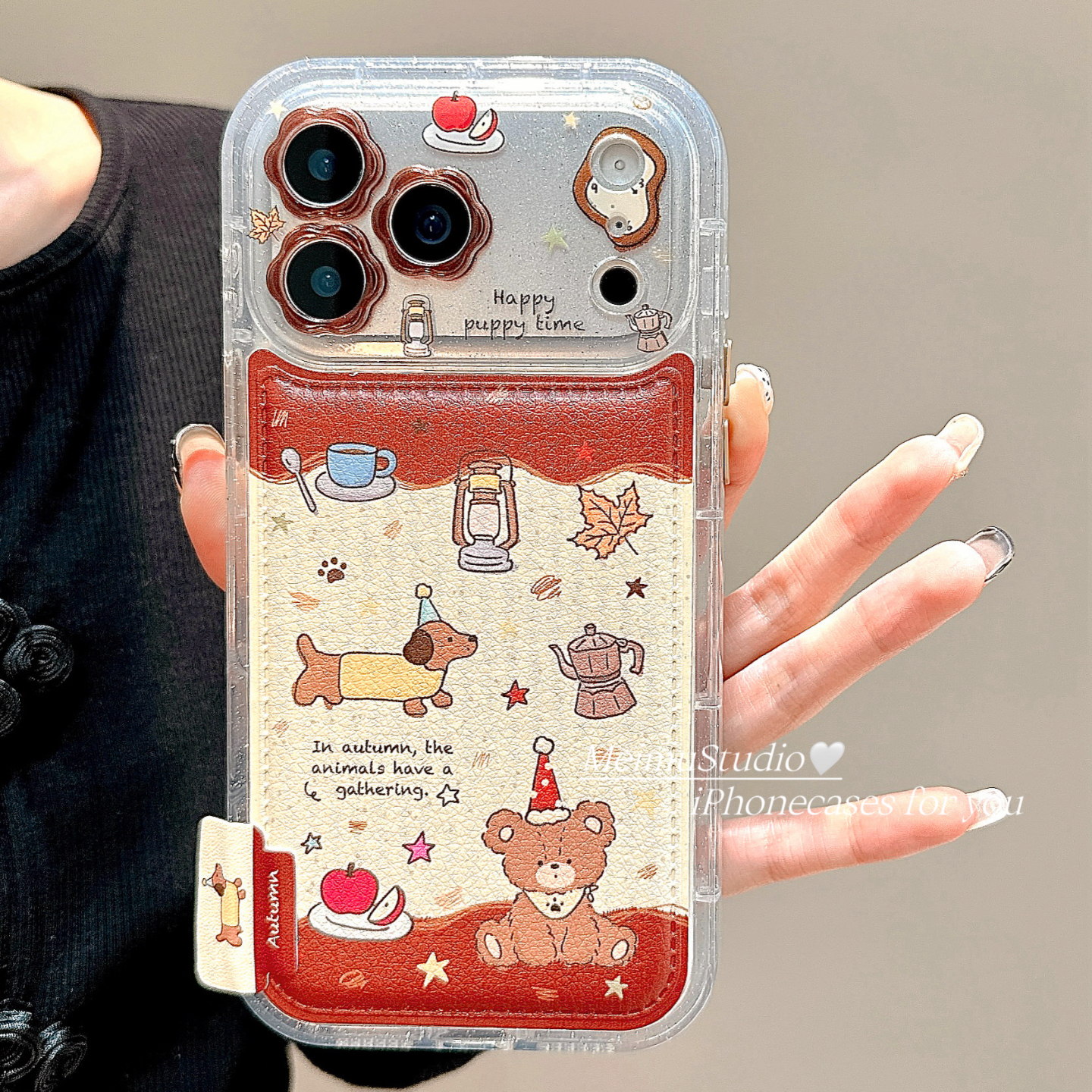 卡通小熊腊肠狗适用苹果手机壳