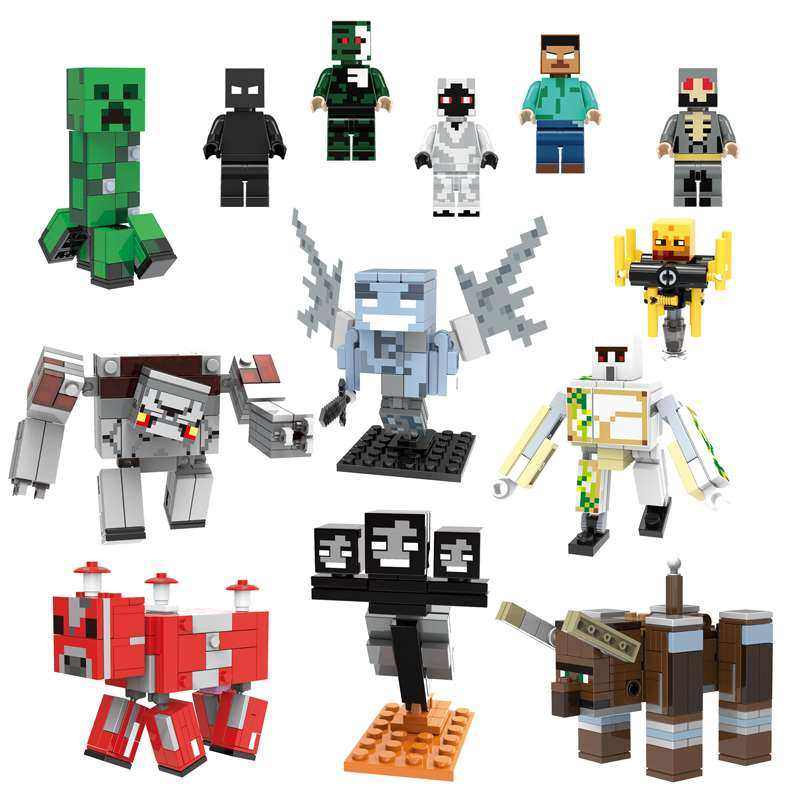 我的世界玩具人仔周边钻石史蒂夫苦力怕铁傀儡人偶模型小人物手办
