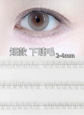 2mm-4mm短款免胶自然下睫毛空气感分段式韩式兔系轻盈超软
