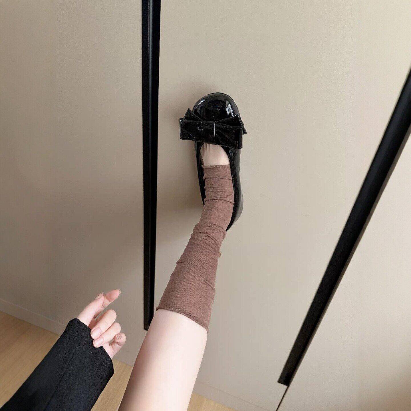 韩版袜子女莱赛尔天丝miu系袜套巨薄巨透韩系夏天松弛感堆堆腿套