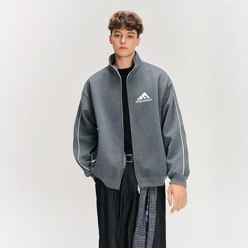 美式复古条纹运动夹克2025春秋新款休闲棒球服男女宽松百搭外套潮