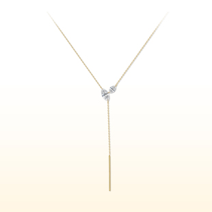 蒂芙星钻铂金PT950培育钻石爆闪水滴牧神午后时尚 精致镶钻Y项链