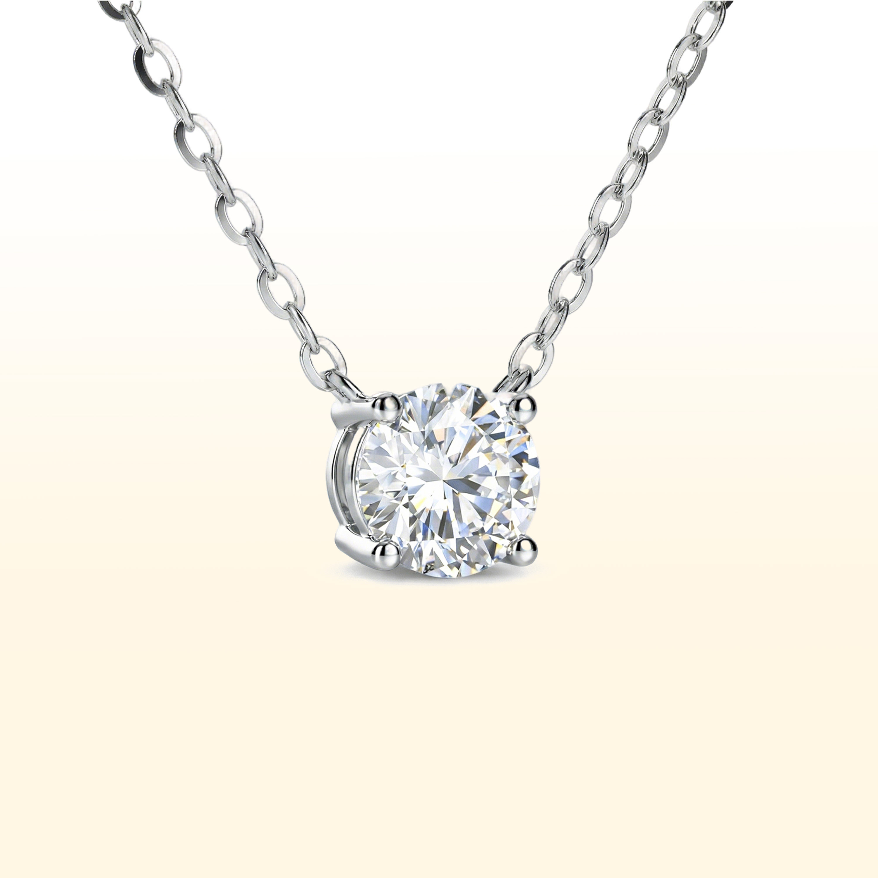 蒂芙星钻铂金PT95018K金培育钻石河南人工人造钻石经典四爪项链