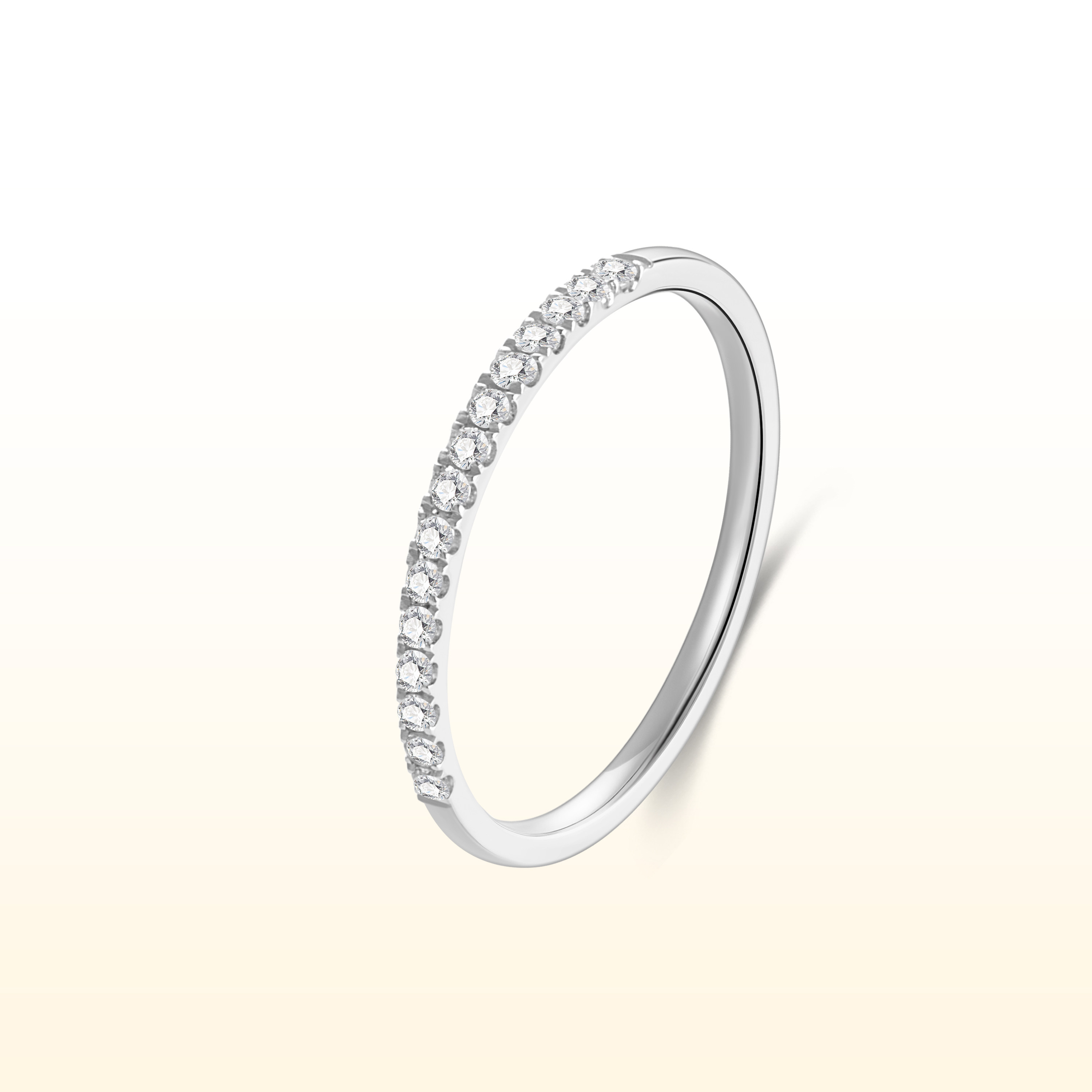 蒂芙星钻铂金PT950培育钻石戒指18K金素圈排戒情侣排钻叠戴排戒女