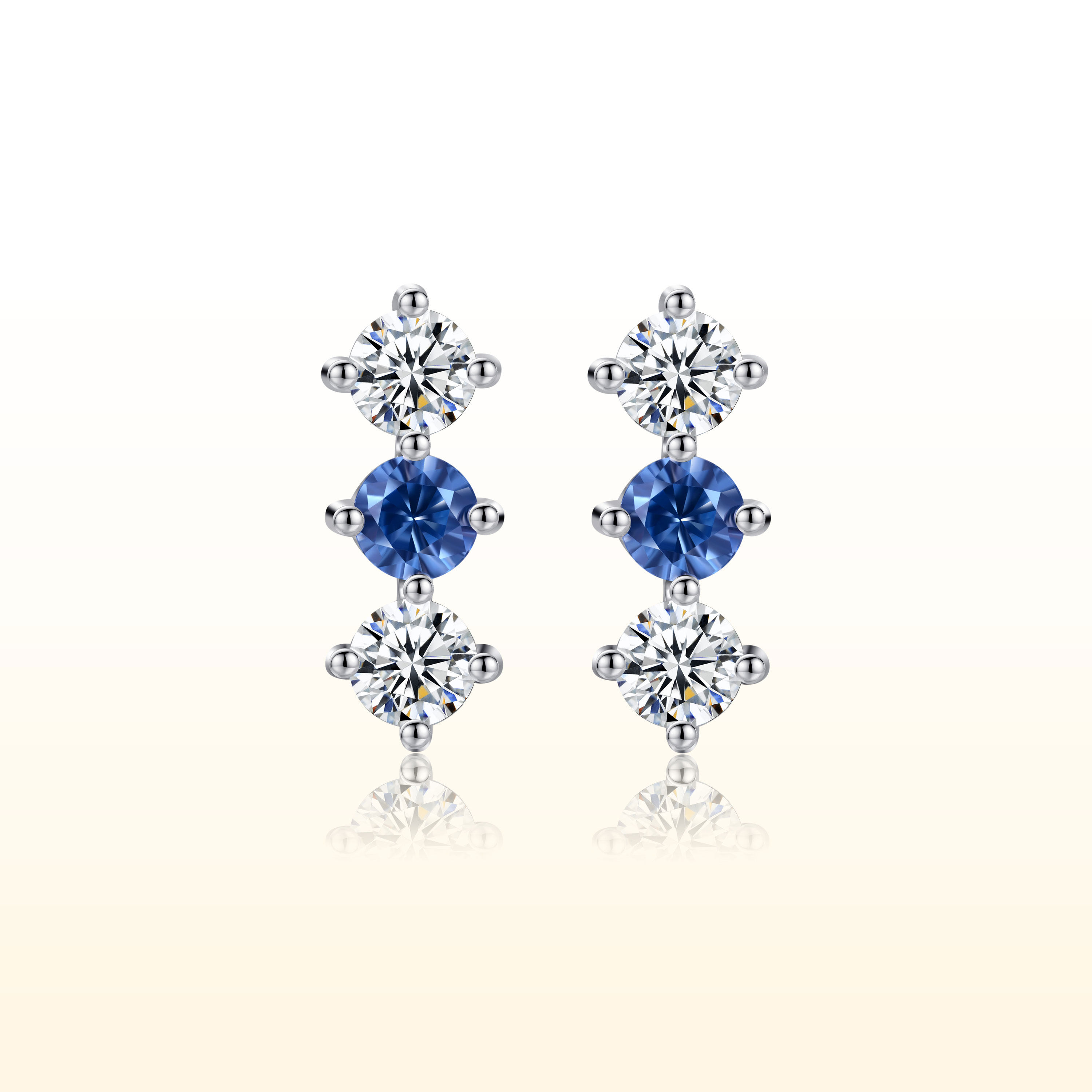 蒂芙星钻铂金PT950培育钻石小众18K金耳钉一线海海蓝宝轻奢送礼 - 蒂芙星钻培育钻石出品