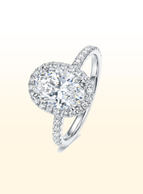 蒂芙星钻18K金培育钻石河南人工人造钻石椭圆HW家the one围镶钻戒