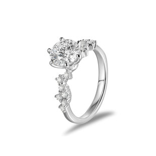 蒂芙星钻铂金PT950培育钻石戒指梵星梦月钻戒婚戒女轻奢小众高级