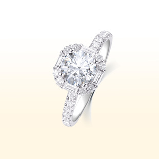 蒂芙星钻铂金PT950培育钻石小方糖戒指轻奢高级感设计求婚钻戒