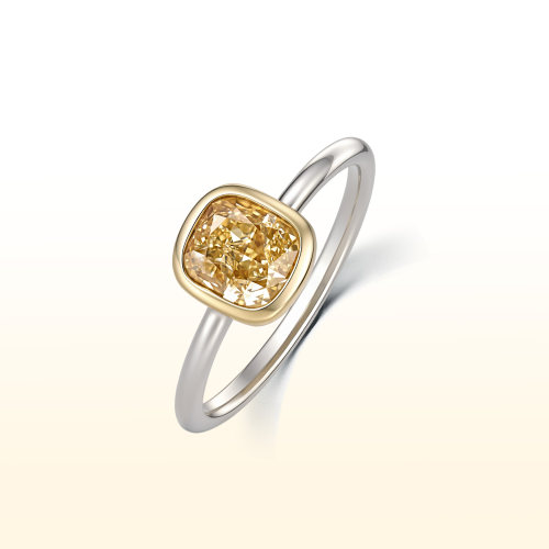 蒂芙星钻18K金小方糖钻戒轻奢