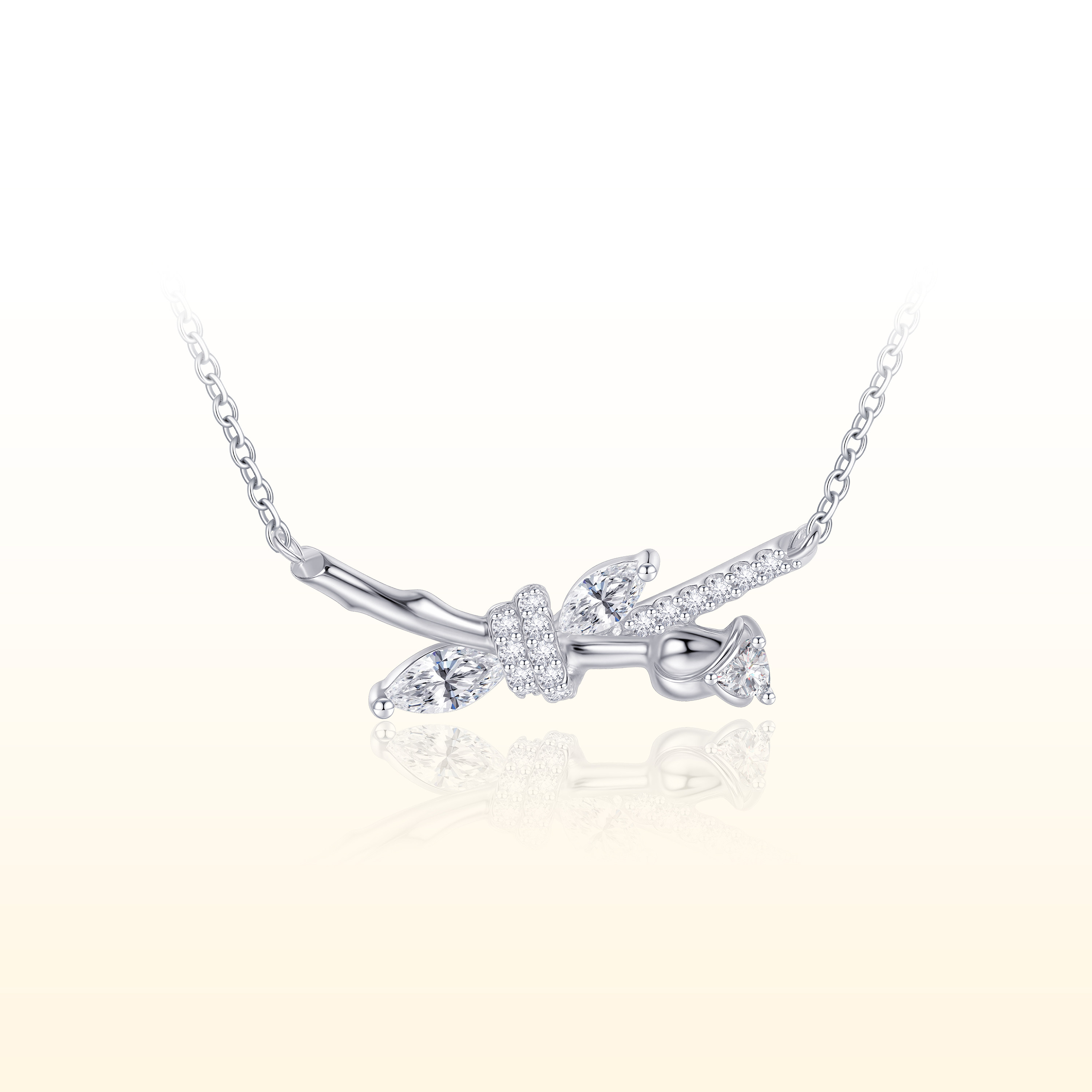 蒂芙星钻铂金PT950培育钻石玫瑰花束项链轻奢高级格调锁骨链 - 蒂芙星钻培育钻石出品