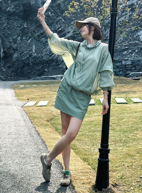 蛋哥LORDIREY【青妤】绿色防晒衣半裙套装女夏轻薄防紫外线防晒服