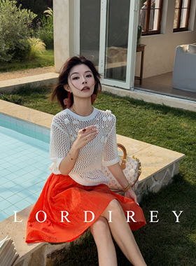 LORDIREY/【织梦】韩版洋气镂空出片漂亮衣服蕾丝短款上衣衣服